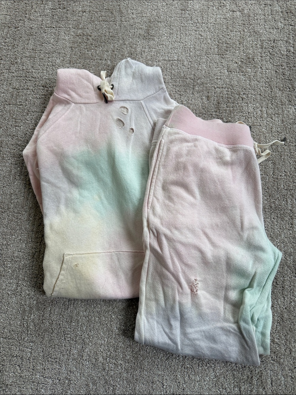‼️2 pc SET‼️ n:philanthropy Pastel Tie Dye Distressed Set Hoodie & Joggers sz M - Picture 3 of 9